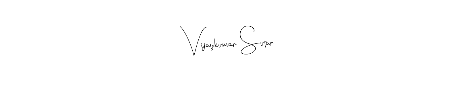if you are searching for the best signature style for your name Vijaykumar Sutar. so please give up your signature search. here we have designed multiple signature styles  using Andilay-7BmLP. Vijaykumar Sutar signature style 4 images and pictures png