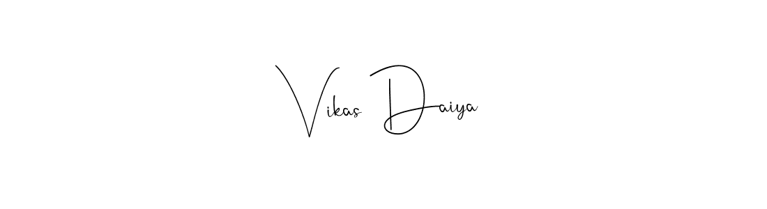 How to make Vikas Daiya name signature. Use Andilay-7BmLP style for creating short signs online. This is the latest handwritten sign. Vikas Daiya signature style 4 images and pictures png