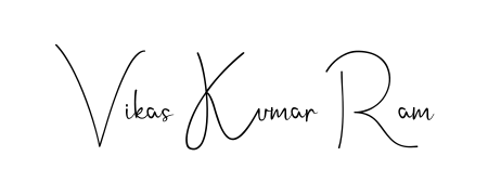 Create your official email sign-off with Vikas Kumar Ram name in Andilay-7BmLP style. Crisp, clean, and perfectly legible across all screens. Vikas Kumar Ram signature style 4 images and pictures png