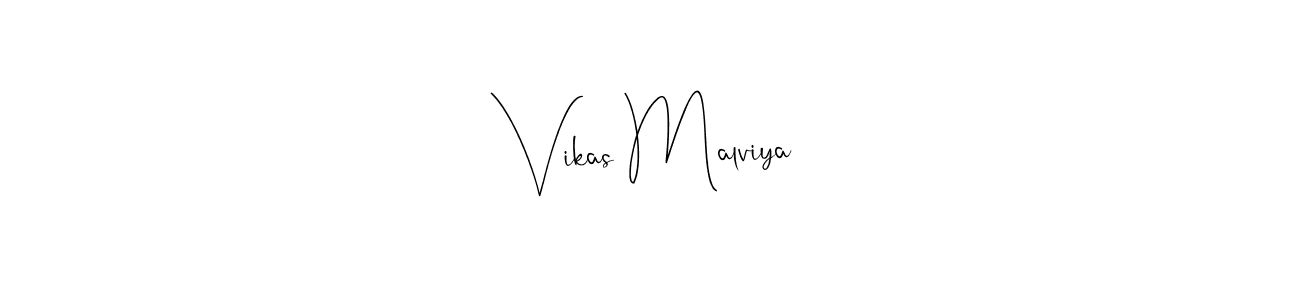 How to make Vikas Malviya name signature. Use Andilay-7BmLP style for creating short signs online. This is the latest handwritten sign. Vikas Malviya signature style 4 images and pictures png