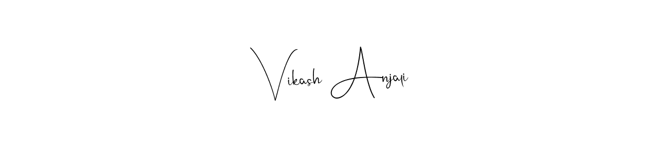 How to make Vikash Anjali name signature. Use Andilay-7BmLP style for creating short signs online. This is the latest handwritten sign. Vikash Anjali signature style 4 images and pictures png