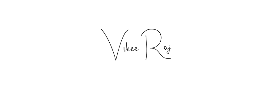 How to make Vikee Raj name signature. Use Andilay-7BmLP style for creating short signs online. This is the latest handwritten sign. Vikee Raj signature style 4 images and pictures png