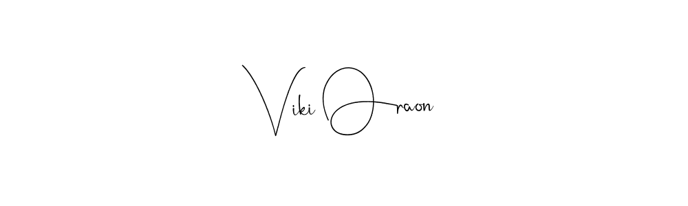 How to make Viki Oraon name signature. Use Andilay-7BmLP style for creating short signs online. This is the latest handwritten sign. Viki Oraon signature style 4 images and pictures png
