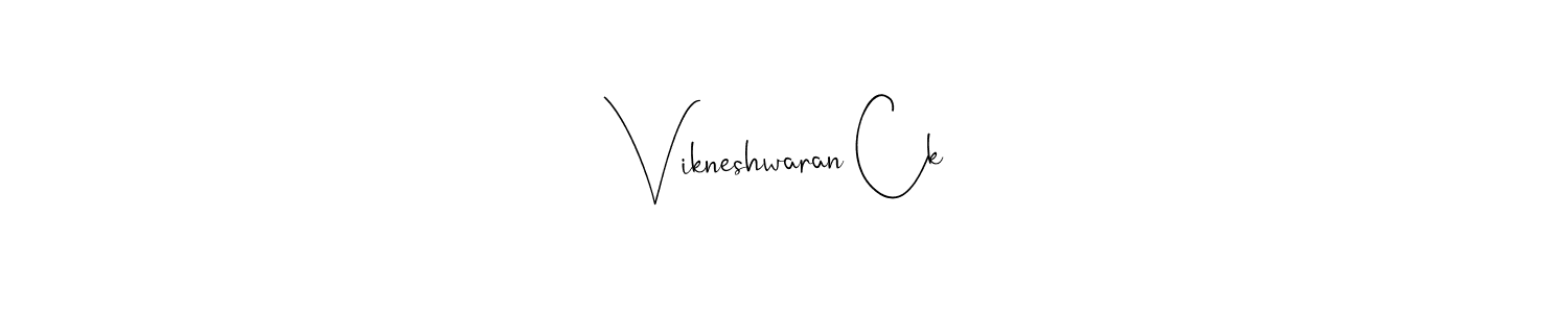 How to make Vikneshwaran Ck name signature. Use Andilay-7BmLP style for creating short signs online. This is the latest handwritten sign. Vikneshwaran Ck signature style 4 images and pictures png