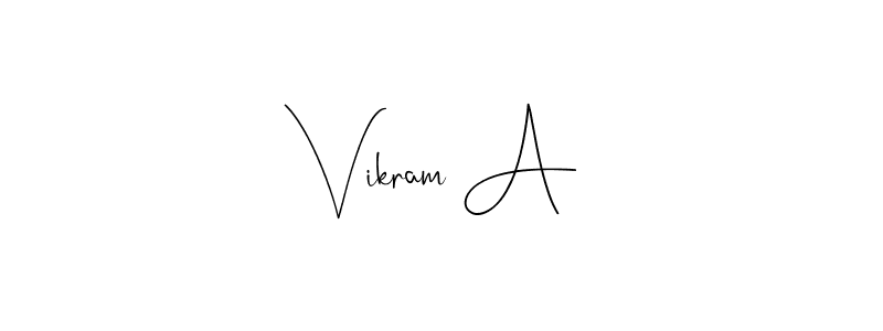 Also we have Vikram A name is the best signature style. Create professional handwritten signature collection using Andilay-7BmLP autograph style. Vikram A signature style 4 images and pictures png