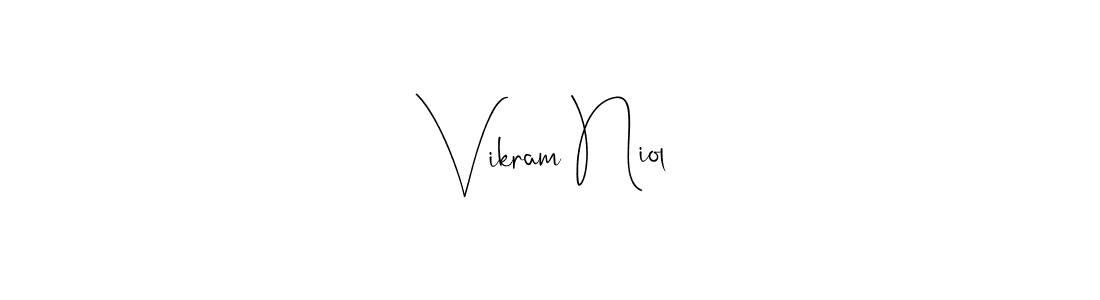 How to make Vikram Niol name signature. Use Andilay-7BmLP style for creating short signs online. This is the latest handwritten sign. Vikram Niol signature style 4 images and pictures png