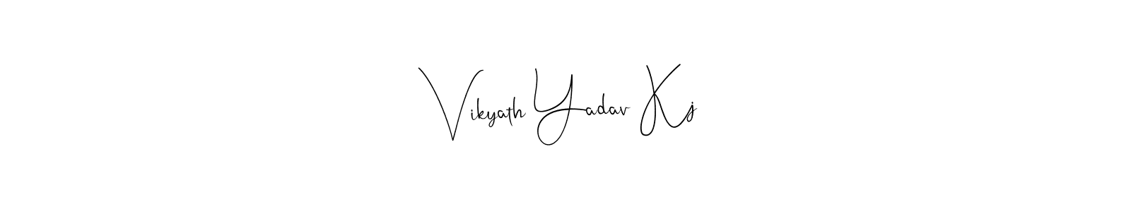 This is the best signature style for the Vikyath Yadav Kj name. Also you like these signature font (Andilay-7BmLP). Mix name signature. Vikyath Yadav Kj signature style 4 images and pictures png