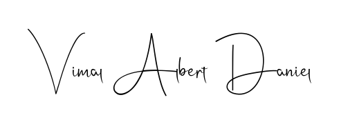 Create a personalized artistic stamp with Vimal Albert Daniel in Andilay-7BmLP font. Perfect for visual artists, designers, and influencers. Vimal Albert Daniel signature style 4 images and pictures png