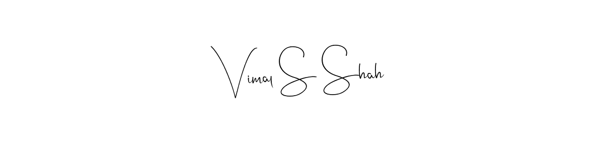 How to make Vimal S Shah name signature. Use Andilay-7BmLP style for creating short signs online. This is the latest handwritten sign. Vimal S Shah signature style 4 images and pictures png