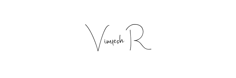 Andilay-7BmLP is a professional signature style that is perfect for those who want to add a touch of class to their signature. It is also a great choice for those who want to make their signature more unique. Get Vimlesh R name to fancy signature for free. Vimlesh R signature style 4 images and pictures png