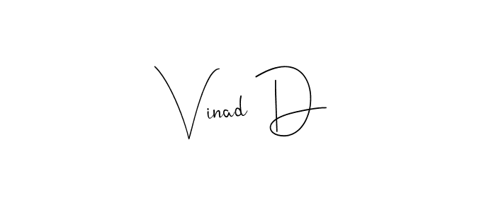 Also You can easily find your signature by using the search form. We will create Vinad D name handwritten signature images for you free of cost using Andilay-7BmLP sign style. Vinad D signature style 4 images and pictures png