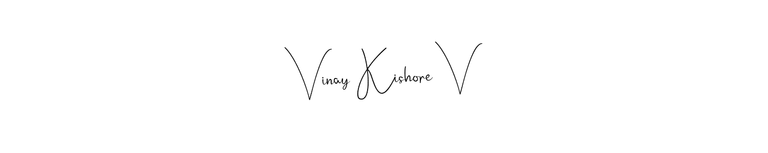 The best way (Andilay-7BmLP) to make a short signature is to pick only two or three words in your name. The name Vinay Kishore V include a total of six letters. For converting this name. Vinay Kishore V signature style 4 images and pictures png