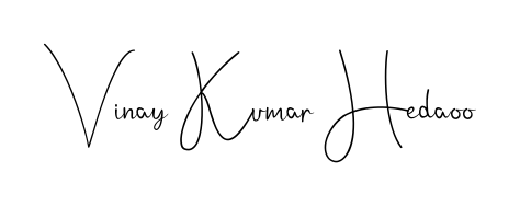 Discover how Vinay Kumar Hedaoo looks in an executive cursive font (Andilay-7BmLP). Perfect for legal documents, invoices, and certificates. Vinay Kumar Hedaoo signature style 4 images and pictures png