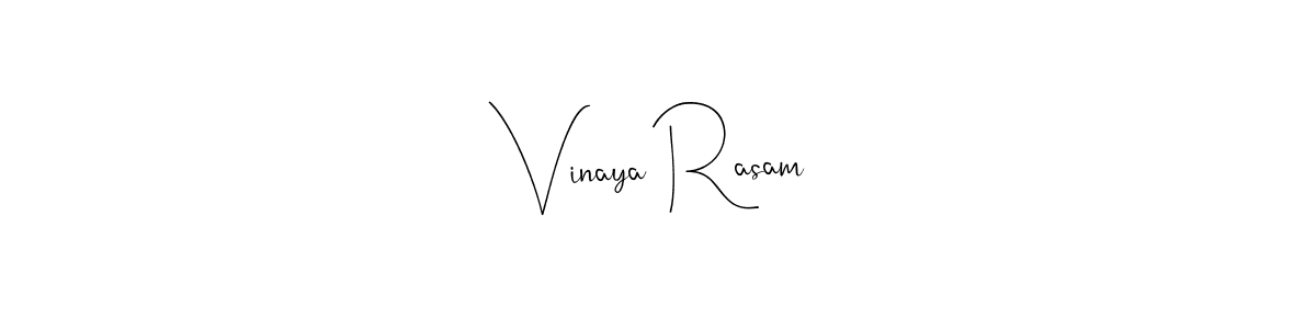 How to make Vinaya Rasam name signature. Use Andilay-7BmLP style for creating short signs online. This is the latest handwritten sign. Vinaya Rasam signature style 4 images and pictures png