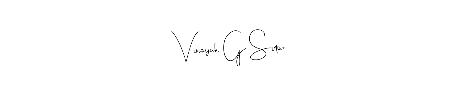 How to make Vinayak G Sutar name signature. Use Andilay-7BmLP style for creating short signs online. This is the latest handwritten sign. Vinayak G Sutar signature style 4 images and pictures png