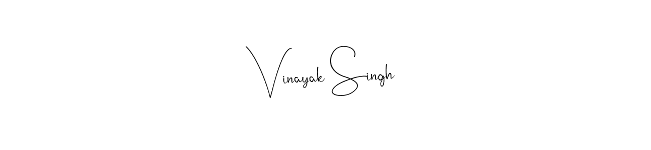 How to make Vinayak Singh name signature. Use Andilay-7BmLP style for creating short signs online. This is the latest handwritten sign. Vinayak Singh signature style 4 images and pictures png