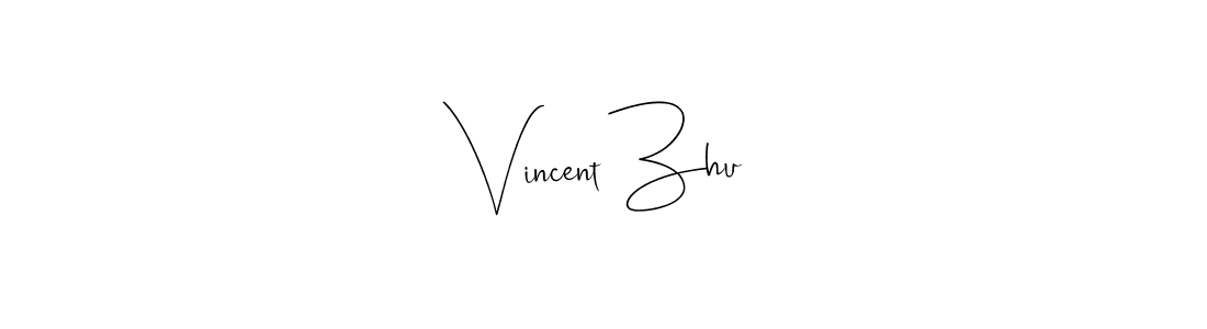 How to make Vincent Zhu name signature. Use Andilay-7BmLP style for creating short signs online. This is the latest handwritten sign. Vincent Zhu signature style 4 images and pictures png