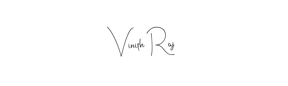 How to make Vinith Raj name signature. Use Andilay-7BmLP style for creating short signs online. This is the latest handwritten sign. Vinith Raj signature style 4 images and pictures png