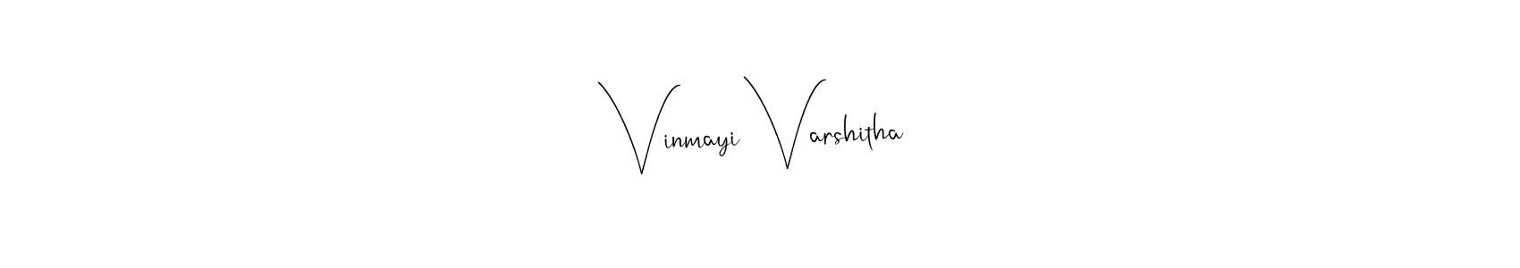 Andilay-7BmLP is a professional signature style that is perfect for those who want to add a touch of class to their signature. It is also a great choice for those who want to make their signature more unique. Get Vinmayi Varshitha name to fancy signature for free. Vinmayi Varshitha signature style 4 images and pictures png