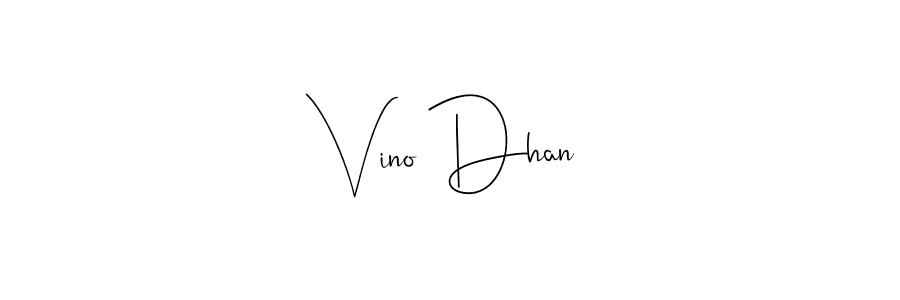 Andilay-7BmLP is a professional signature style that is perfect for those who want to add a touch of class to their signature. It is also a great choice for those who want to make their signature more unique. Get Vino Dhan name to fancy signature for free. Vino Dhan signature style 4 images and pictures png