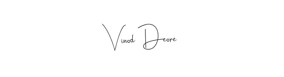 How to make Vinod Deore name signature. Use Andilay-7BmLP style for creating short signs online. This is the latest handwritten sign. Vinod Deore signature style 4 images and pictures png