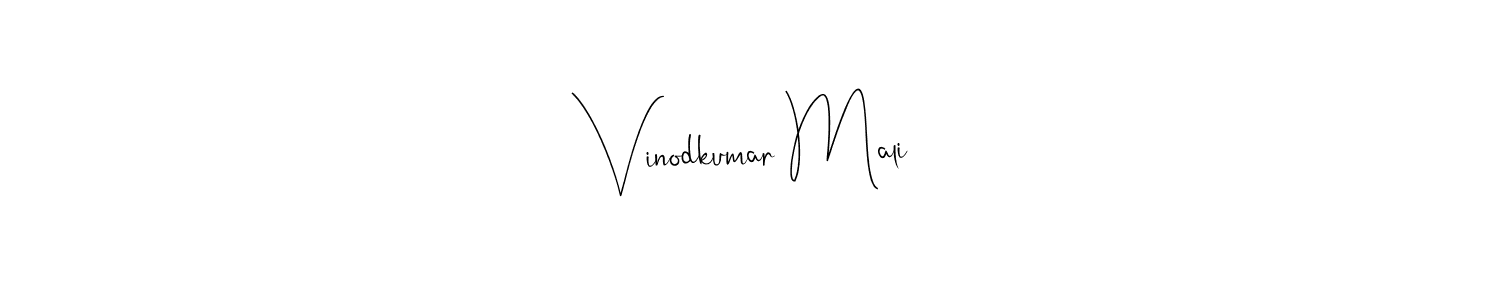 How to make Vinodkumar Mali name signature. Use Andilay-7BmLP style for creating short signs online. This is the latest handwritten sign. Vinodkumar Mali signature style 4 images and pictures png
