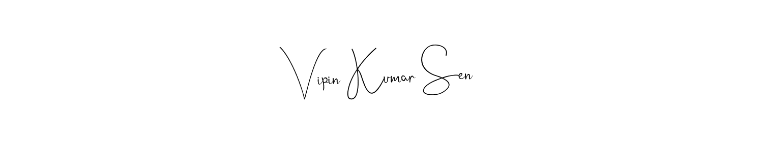 How to make Vipin Kumar Sen name signature. Use Andilay-7BmLP style for creating short signs online. This is the latest handwritten sign. Vipin Kumar Sen signature style 4 images and pictures png