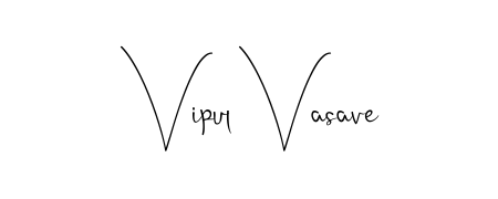 A sleek calligraphic signature for name Vipul Vasave utilizing Andilay-7BmLP styling. Great for adding personal signatures to photos and art. Vipul Vasave signature style 4 images and pictures png