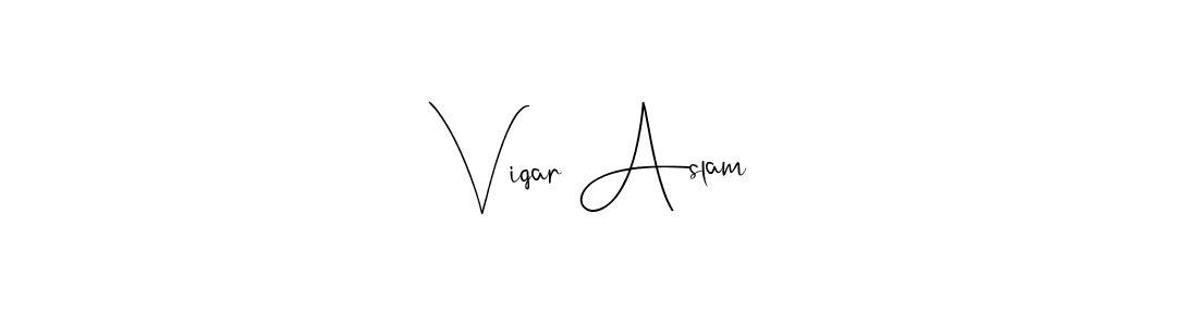 You should practise on your own different ways (Andilay-7BmLP) to write your name (Viqar Aslam) in signature. don't let someone else do it for you. Viqar Aslam signature style 4 images and pictures png