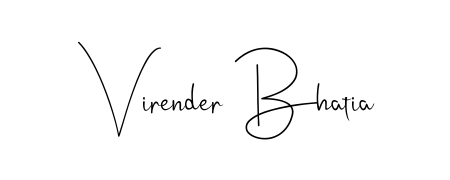 The Andilay-7BmLP font transforms the name Virender Bhatia into an executive sign with sharp precision and distinguished character. Virender Bhatia signature style 4 images and pictures png