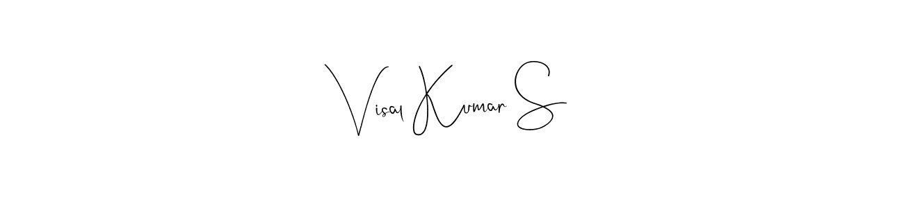 if you are searching for the best signature style for your name Visal Kumar S. so please give up your signature search. here we have designed multiple signature styles  using Andilay-7BmLP. Visal Kumar S signature style 4 images and pictures png