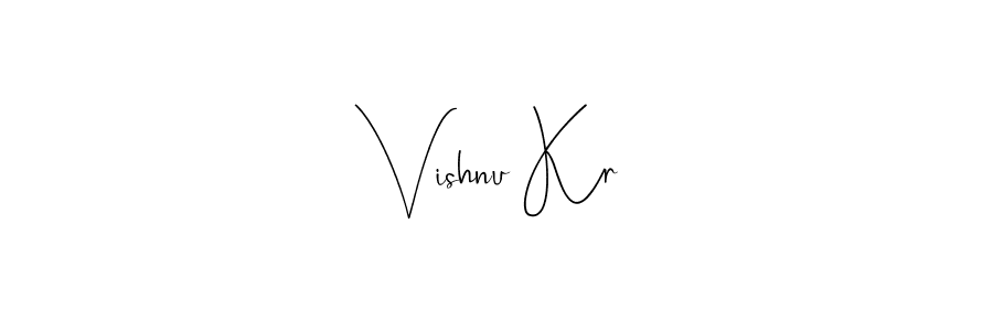 How to make Vishnu Kr name signature. Use Andilay-7BmLP style for creating short signs online. This is the latest handwritten sign. Vishnu Kr signature style 4 images and pictures png