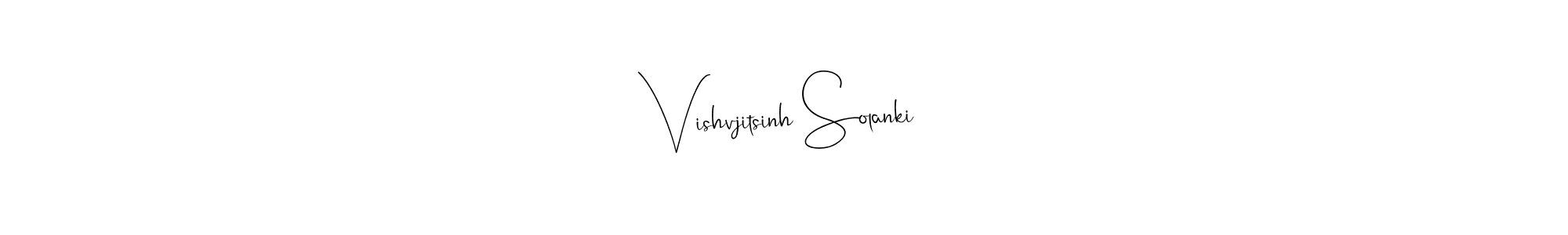 How to make Vishvjitsinh Solanki name signature. Use Andilay-7BmLP style for creating short signs online. This is the latest handwritten sign. Vishvjitsinh Solanki signature style 4 images and pictures png