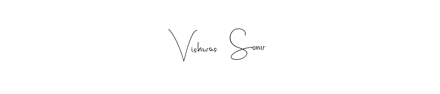 if you are searching for the best signature style for your name Vishwas   Sonu. so please give up your signature search. here we have designed multiple signature styles  using Andilay-7BmLP. Vishwas   Sonu signature style 4 images and pictures png
