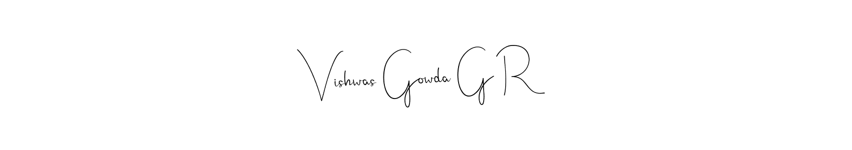 Create a beautiful signature design for name Vishwas Gowda G R. With this signature (Andilay-7BmLP) fonts, you can make a handwritten signature for free. Vishwas Gowda G R signature style 4 images and pictures png
