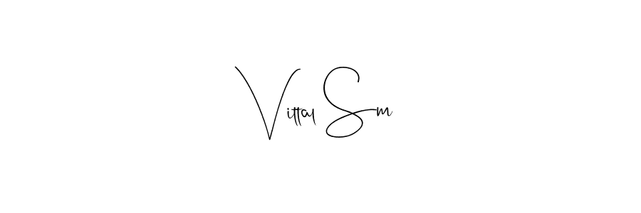 How to make Vittal Sm name signature. Use Andilay-7BmLP style for creating short signs online. This is the latest handwritten sign. Vittal Sm signature style 4 images and pictures png