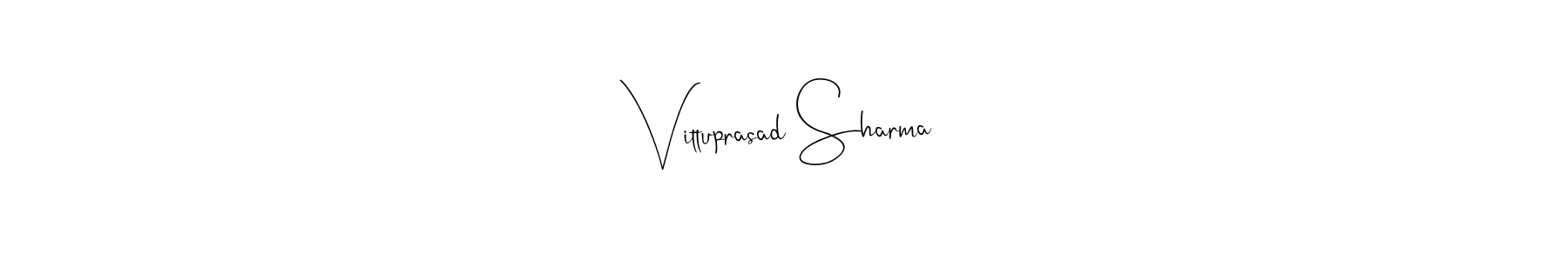 The best way (Andilay-7BmLP) to make a short signature is to pick only two or three words in your name. The name Vittuprasad Sharma include a total of six letters. For converting this name. Vittuprasad Sharma signature style 4 images and pictures png