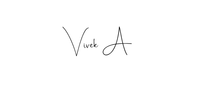 The best way (Andilay-7BmLP) to make a short signature is to pick only two or three words in your name. The name Vivek A include a total of six letters. For converting this name. Vivek A signature style 4 images and pictures png