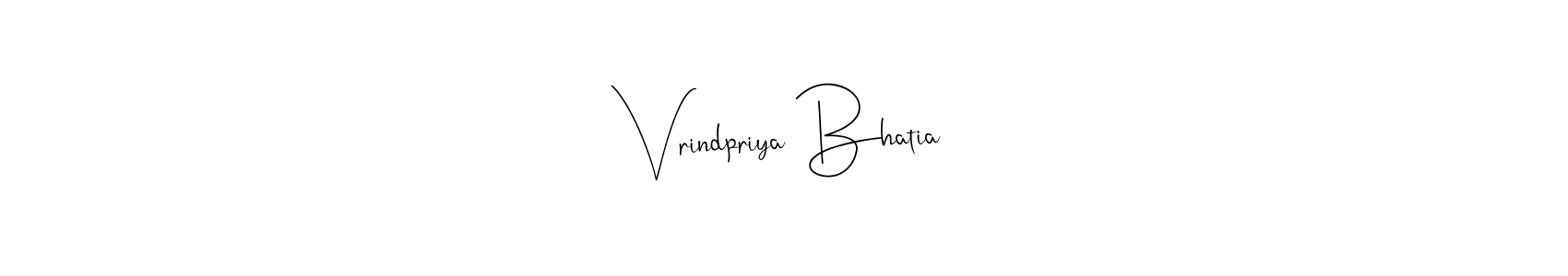 Andilay-7BmLP is a professional signature style that is perfect for those who want to add a touch of class to their signature. It is also a great choice for those who want to make their signature more unique. Get Vrindpriya Bhatia name to fancy signature for free. Vrindpriya Bhatia signature style 4 images and pictures png
