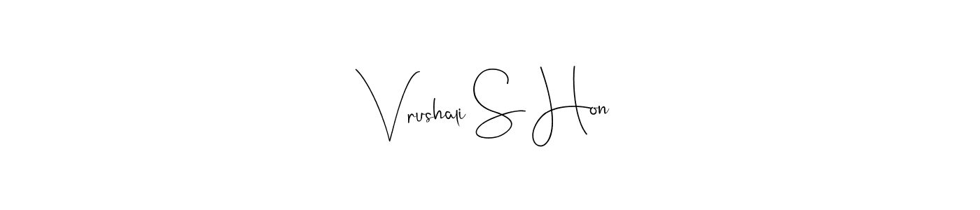 You should practise on your own different ways (Andilay-7BmLP) to write your name (Vrushali S Hon) in signature. don't let someone else do it for you. Vrushali S Hon signature style 4 images and pictures png