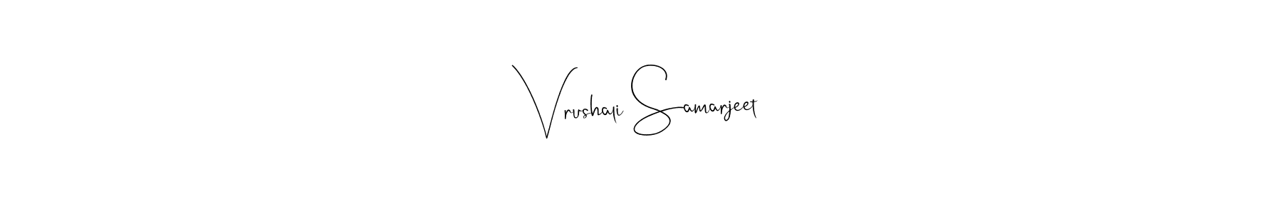 Also You can easily find your signature by using the search form. We will create Vrushali Samarjeet name handwritten signature images for you free of cost using Andilay-7BmLP sign style. Vrushali Samarjeet signature style 4 images and pictures png