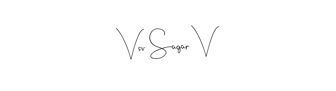 if you are searching for the best signature style for your name Vsv Sagar V. so please give up your signature search. here we have designed multiple signature styles  using Andilay-7BmLP. Vsv Sagar V signature style 4 images and pictures png