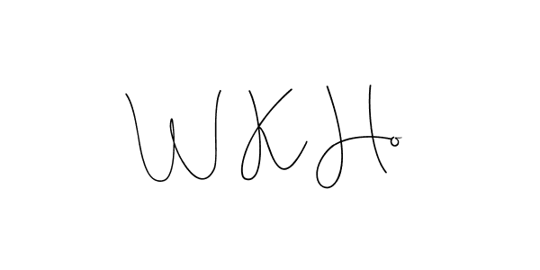 How to make W K Ho name signature. Use Andilay-7BmLP style for creating short signs online. This is the latest handwritten sign. W K Ho signature style 4 images and pictures png