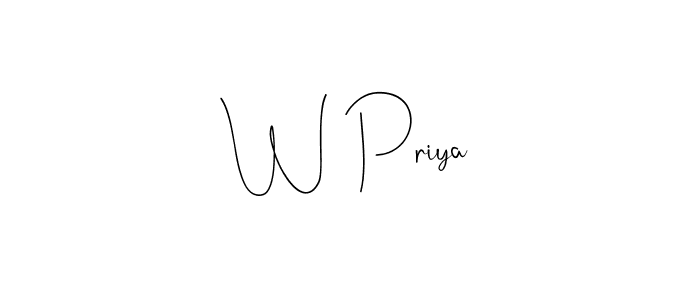 Use a signature maker to create a handwritten signature online. With this signature software, you can design (Andilay-7BmLP) your own signature for name W Priya. W Priya signature style 4 images and pictures png