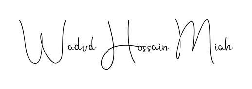 Get an exclusive digital autograph for Wadud Hossain Miah. The Andilay-7BmLP typeface captures the charm of real penmanship on paper. Wadud Hossain Miah signature style 4 images and pictures png