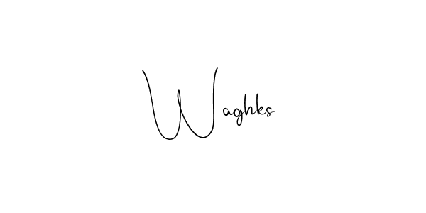 if you are searching for the best signature style for your name Waghks. so please give up your signature search. here we have designed multiple signature styles  using Andilay-7BmLP. Waghks signature style 4 images and pictures png