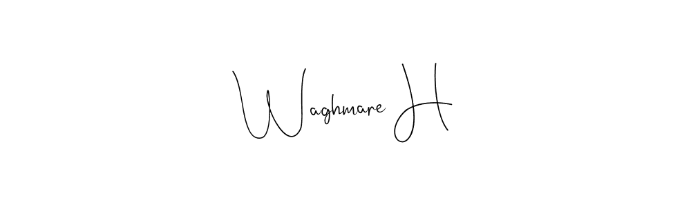 if you are searching for the best signature style for your name Waghmare H. so please give up your signature search. here we have designed multiple signature styles  using Andilay-7BmLP. Waghmare H signature style 4 images and pictures png