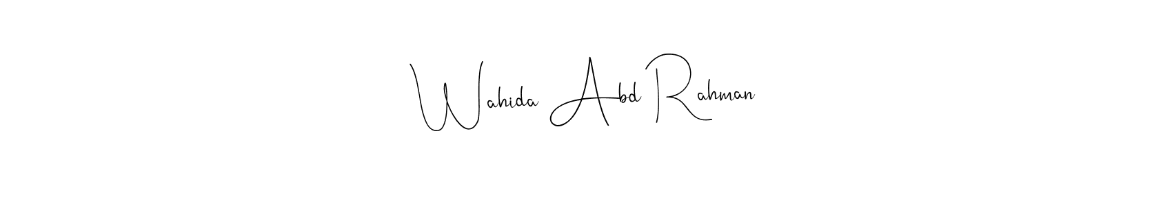 Use a signature maker to create a handwritten signature online. With this signature software, you can design (Andilay-7BmLP) your own signature for name Wahida Abd Rahman. Wahida Abd Rahman signature style 4 images and pictures png