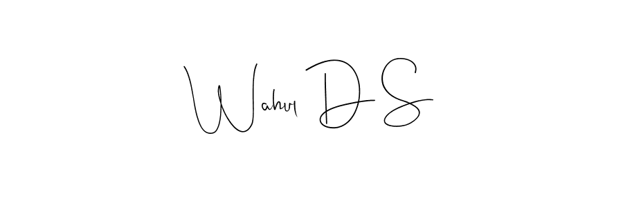 if you are searching for the best signature style for your name Wahul D S. so please give up your signature search. here we have designed multiple signature styles  using Andilay-7BmLP. Wahul D S signature style 4 images and pictures png