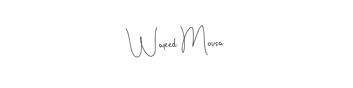 How to make Waleed Mousa name signature. Use Andilay-7BmLP style for creating short signs online. This is the latest handwritten sign. Waleed Mousa signature style 4 images and pictures png